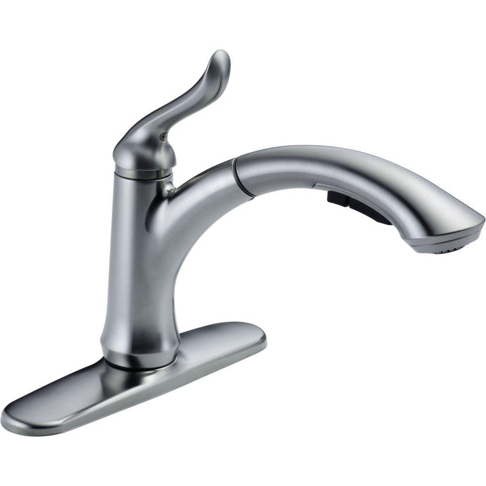 Delta Linden Pull Out Sprayer Kitchen Sink Faucet, Single Handle Kitchen Faucet 4353-AR-DST