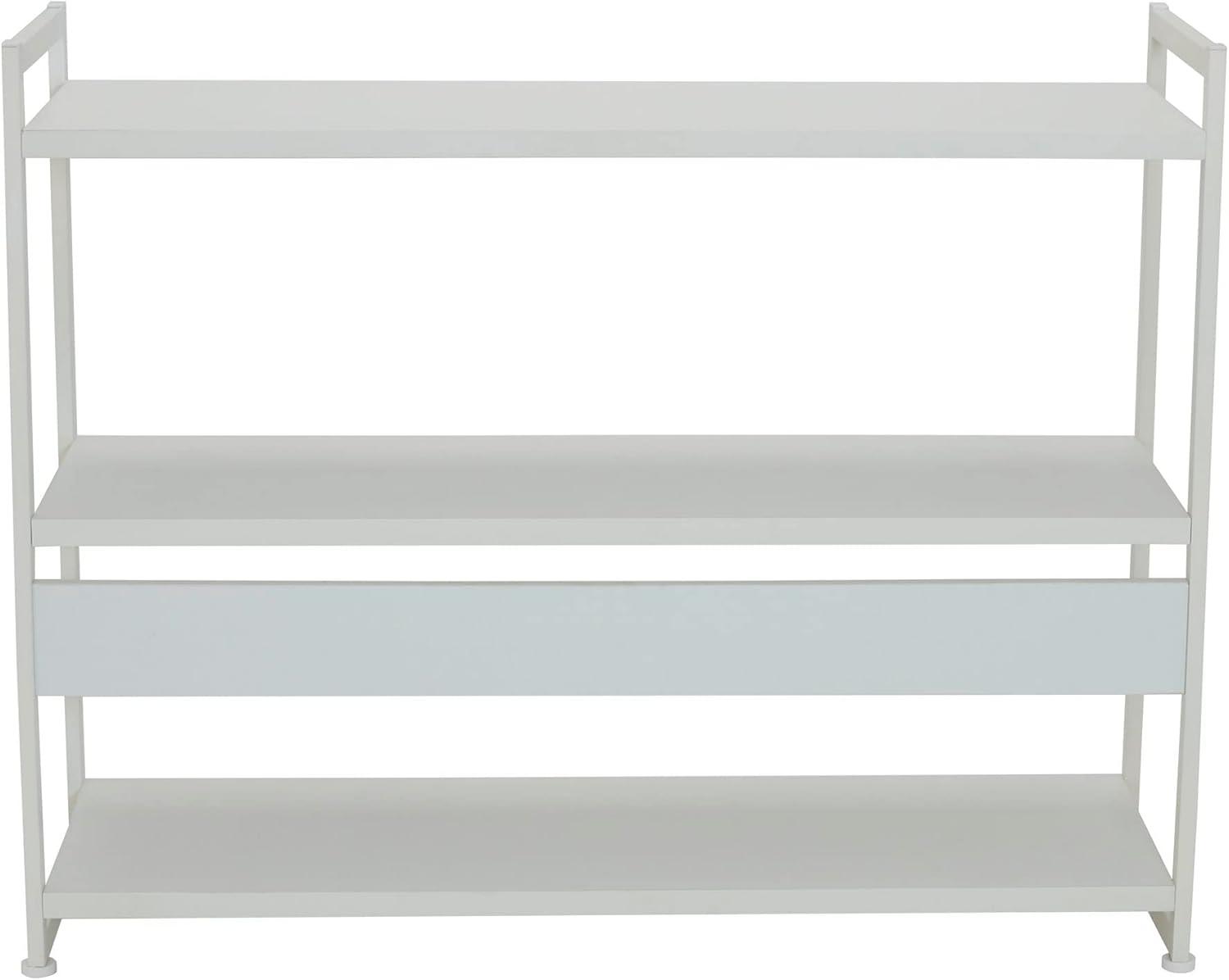 Household Essentials Jamestown Wide 3 Shelf Open Storage Bookshelf Scandinavian White and White Metal