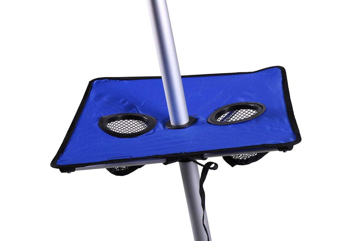 7 ft Fiberglass Tommy Bahama Beach Umbrella for Sand with Folding Anchor Base, Integrated Table, Telescopic Aluminum Pole, UPF 50+, Tilt