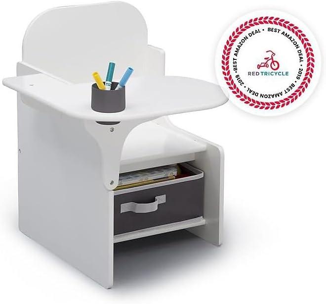 Delta Children Classic Chair Desk With Storage Bin, Greenguard Gold Certified, Bianca White