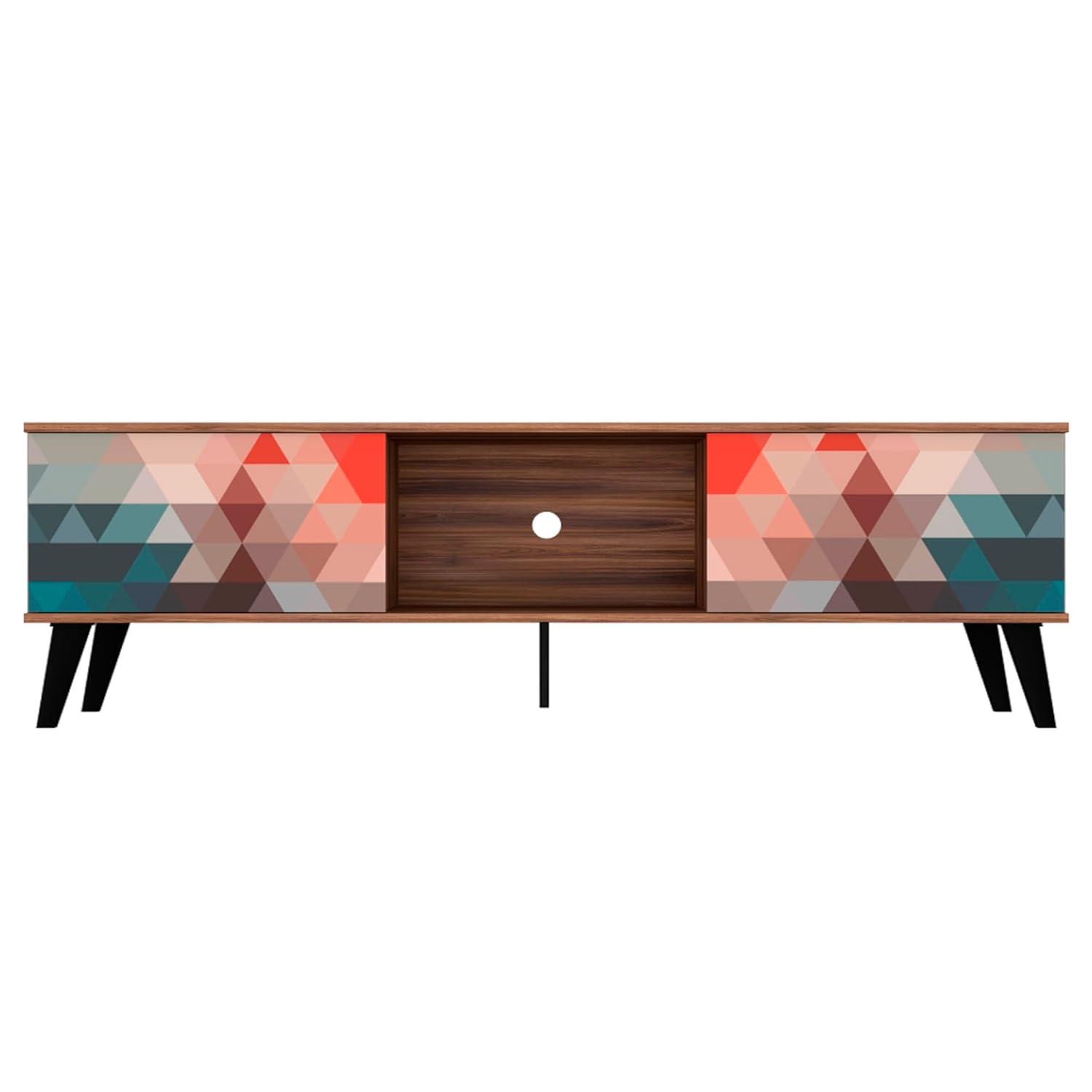 Manhattan Comfort Doyers Wood TV Stand for TVs up to 75" in White/Marble Stamp