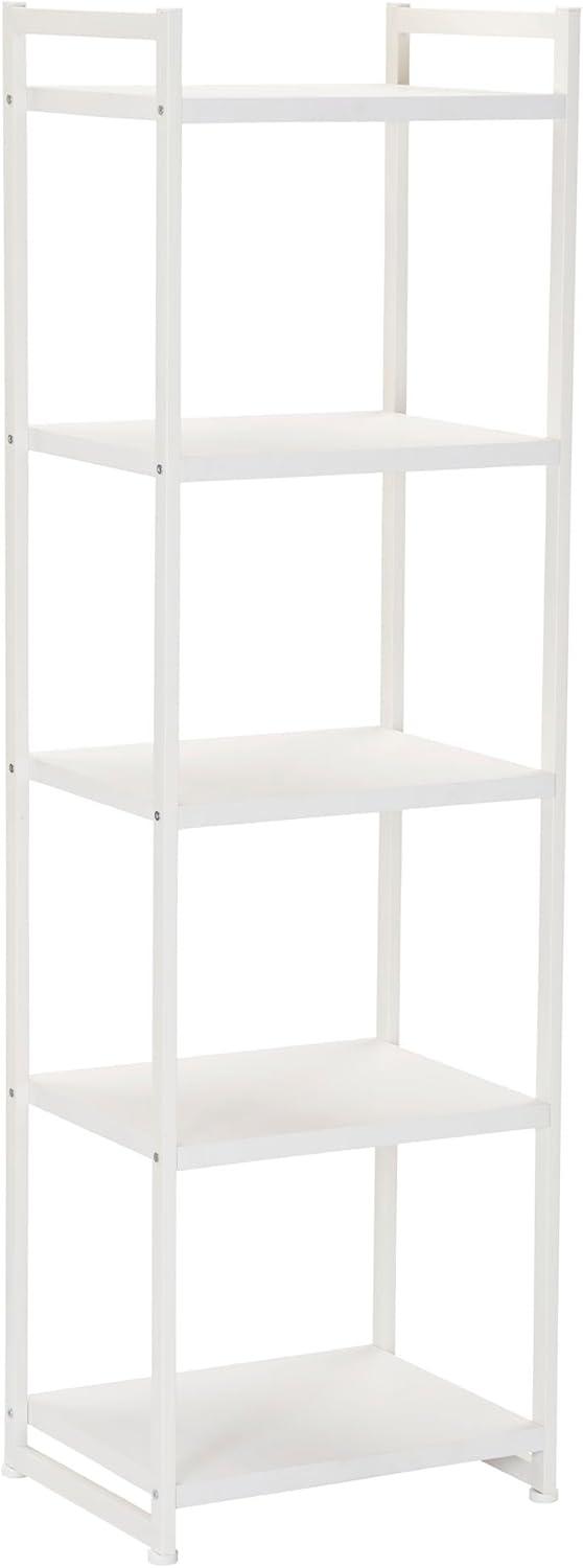 Household Essentials Jamestown Narrow 5 Shelf Open Storage Bookshelf Scandinavian White and White Metal
