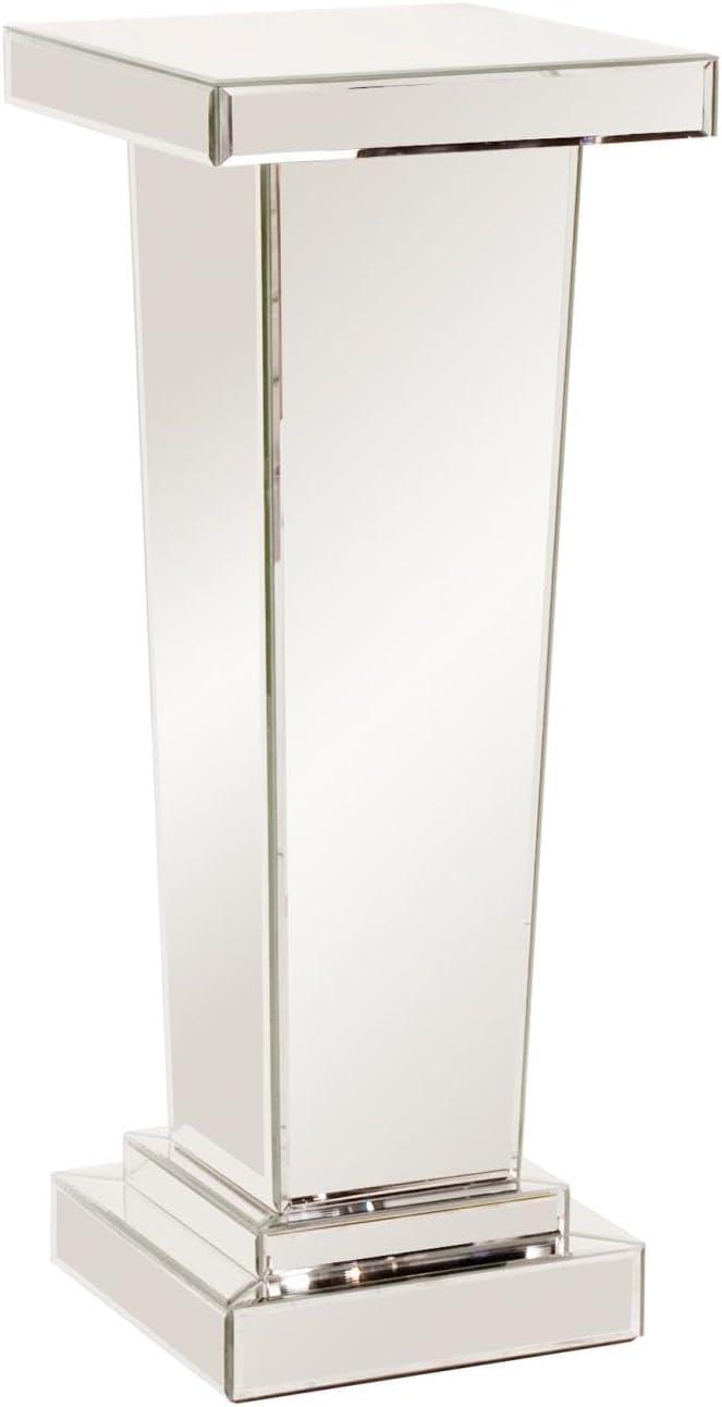 Howard Elliott Tapered Mirrored Pedestal Accent Table, Elegant Modern Bed Side Style, Mirrored Finish Design, for Bedroom, Entryway or for Any Room, 15 x 15 x 36 Inch,
