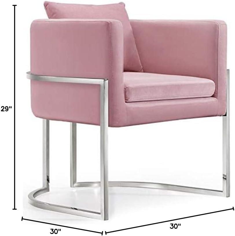 Pippa 18.5"H Velvet Accent Chair in Gray and Chrome-Meridian Furniture