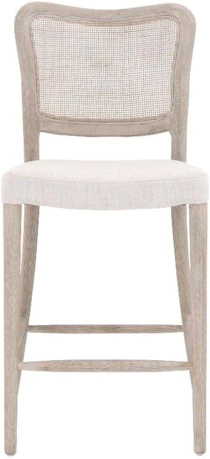 Bisque Gray Oak and Cane Counter Stool