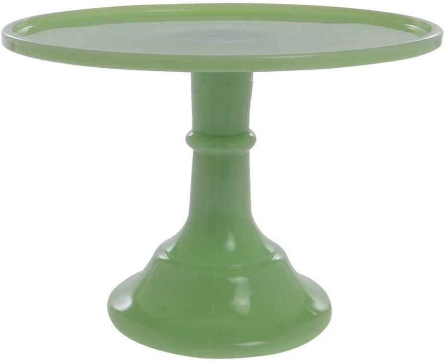 Jade Green Glass Pedestal Cake Stand, 12"