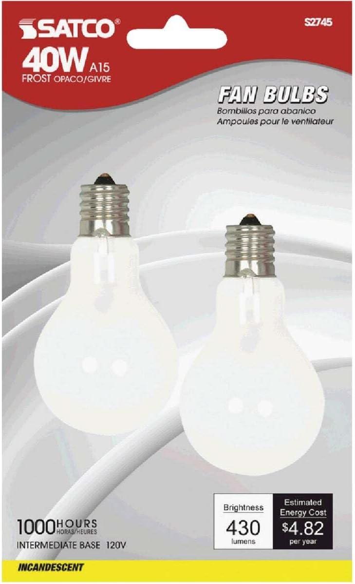 40W Frosted Warm White Incandescent A15 Light Bulbs