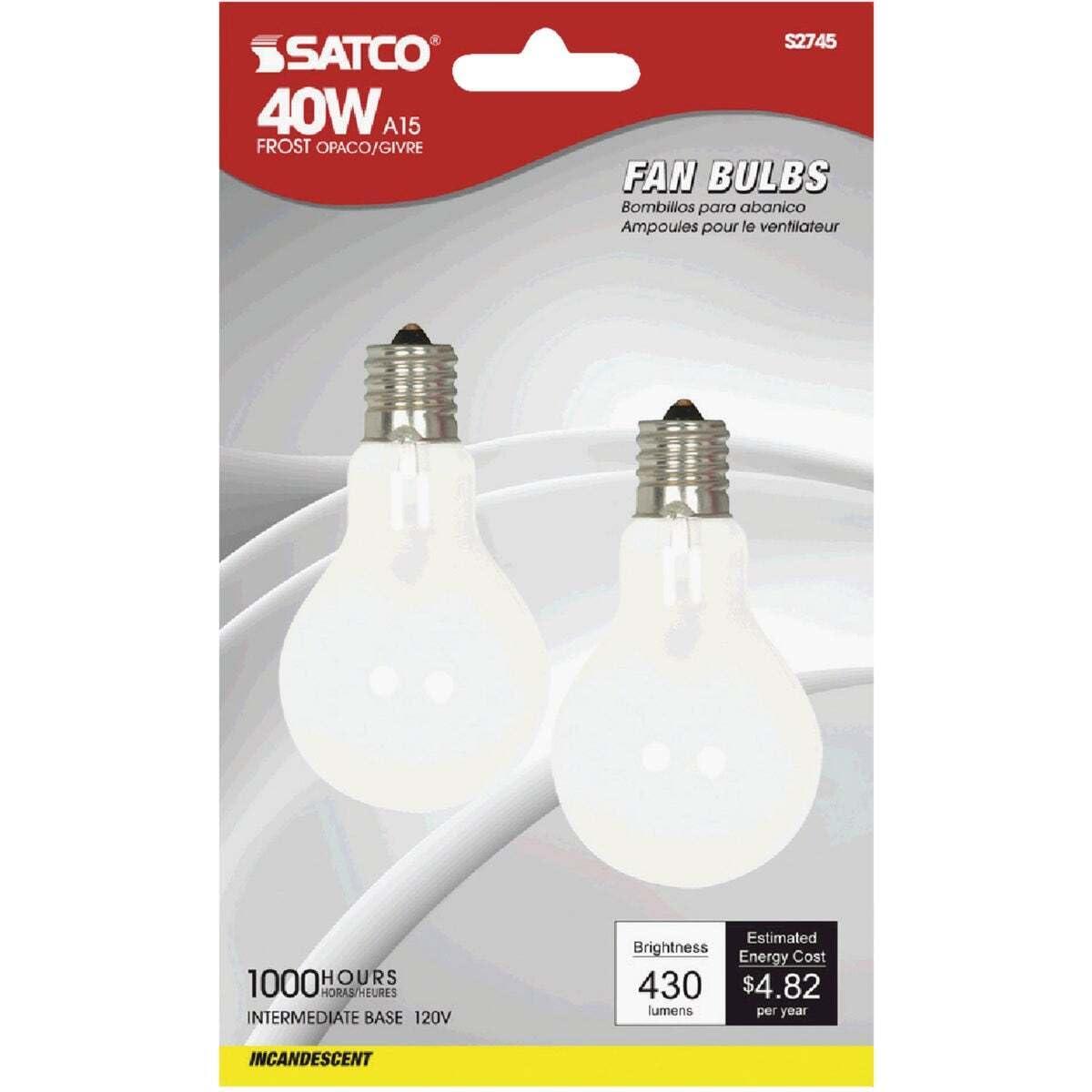 40W Frosted Warm White Incandescent A15 Light Bulbs