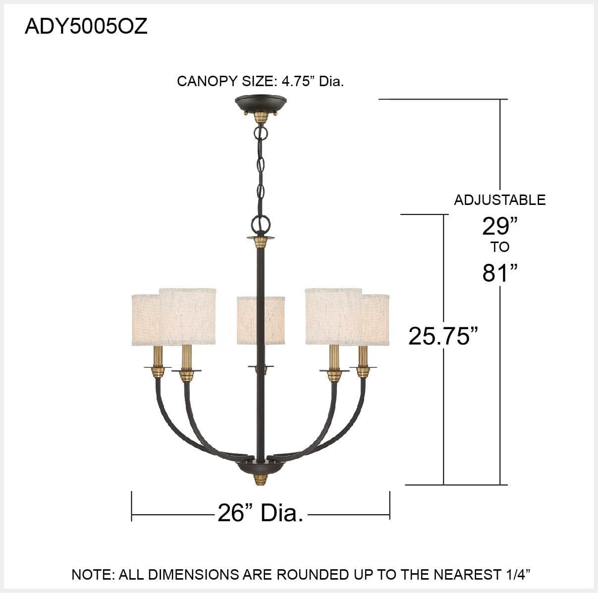 Audley 26'' Bronze and Gold 5-Light Linen Chandelier