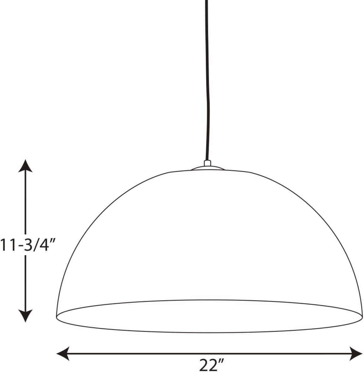 Progress Lighting Dome Collection 1-Light LED Pendant, Antique Bronze, Steel, 22" Width, 11.75" Height, 3000K, 1086 Lumens