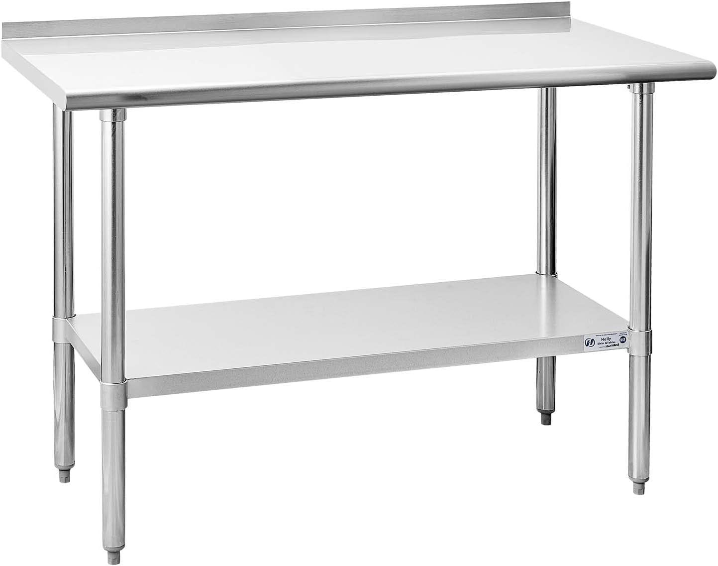 Hally 24x48 Stainless Steel Work Table with Undershelf and Backsplash