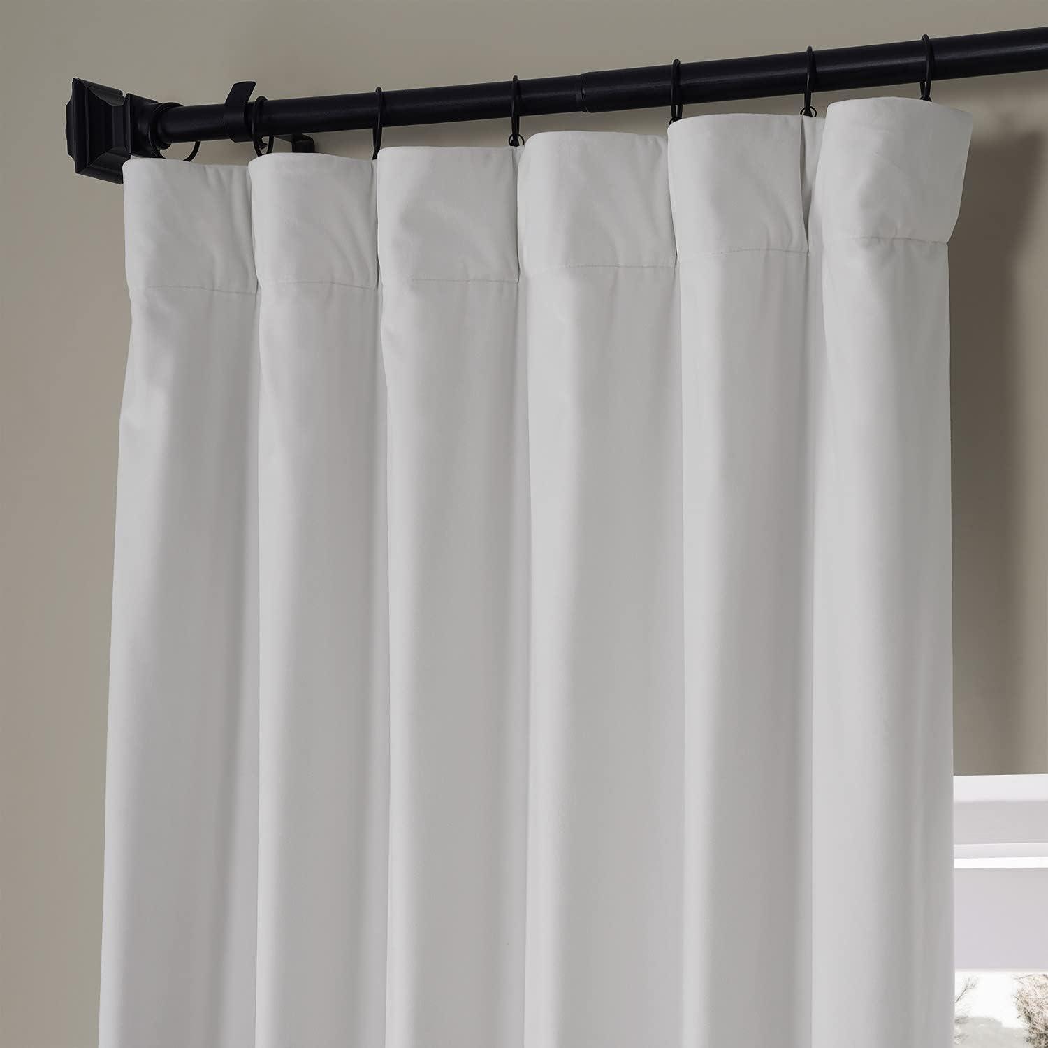 Half Price Drapes Signature Misty White Plush Velvet Hotel Blackout Curtains (1 Panel), 50W X 108L