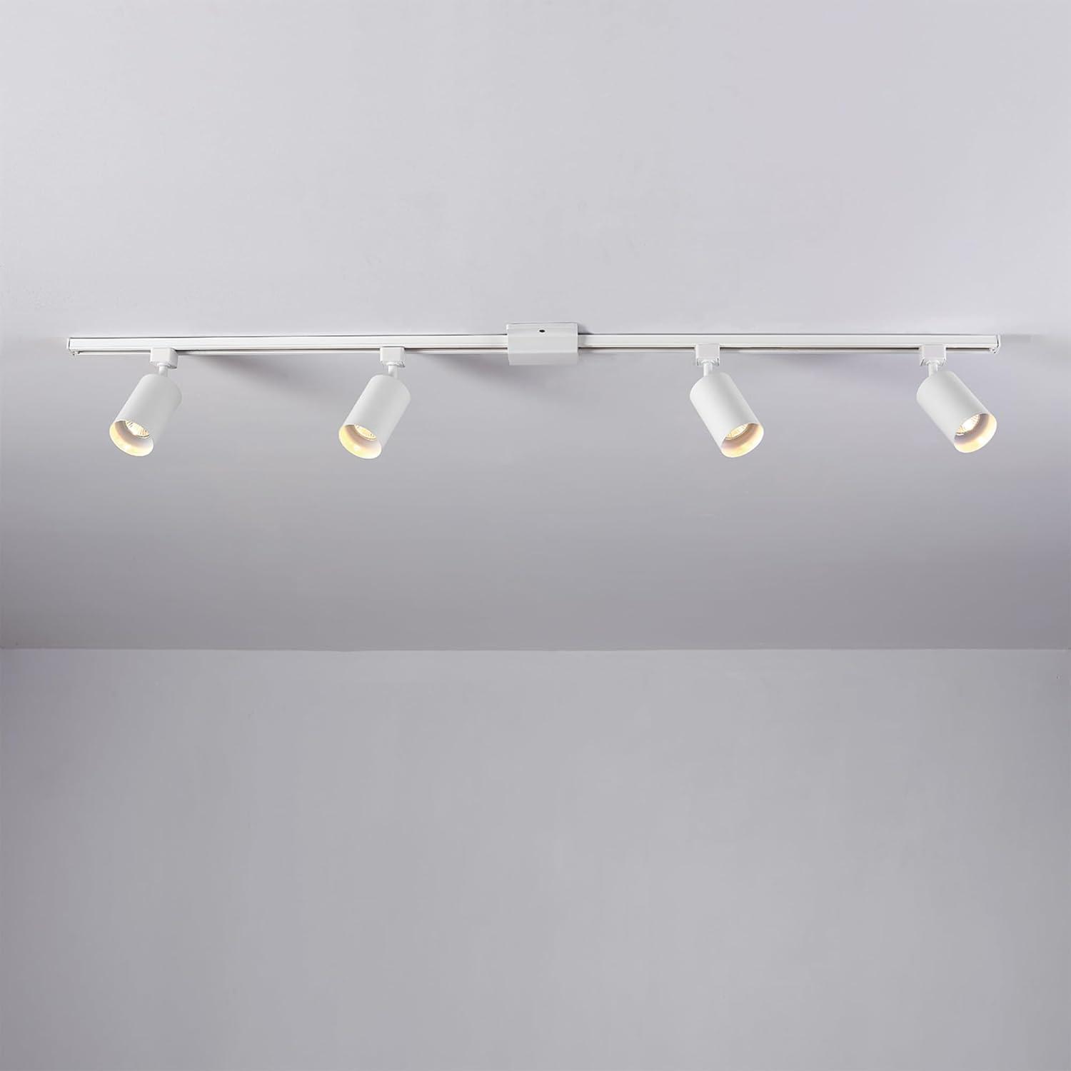 Matte White 56" Magnetic Track Lighting Kit with 4 Cylindrical Shades