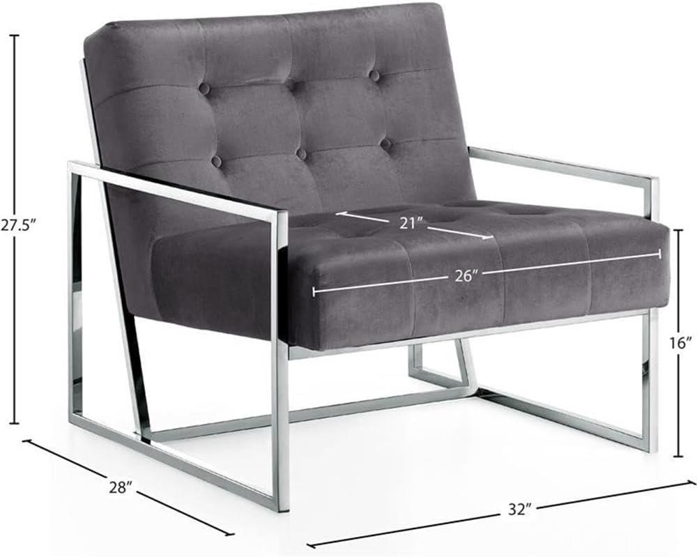 Meridian Furniture Alexis Gray Velvet Accent Chair
