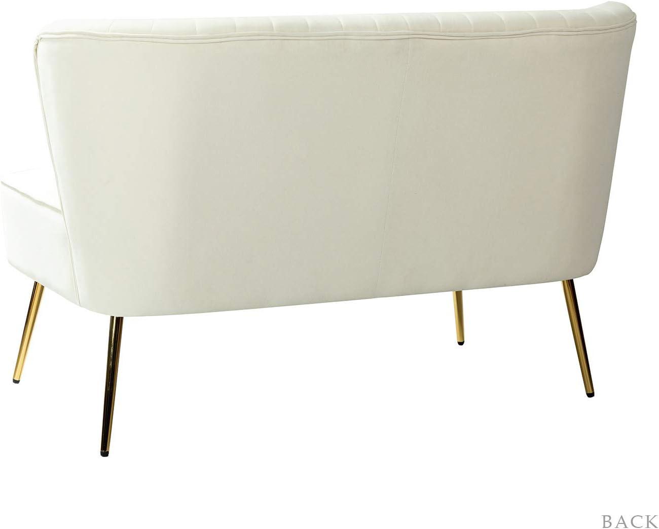 Velvet Sofa 2 Seater Upholstered Loveseat Living Room Chair White Tufted Back Home Bedroom Ivory