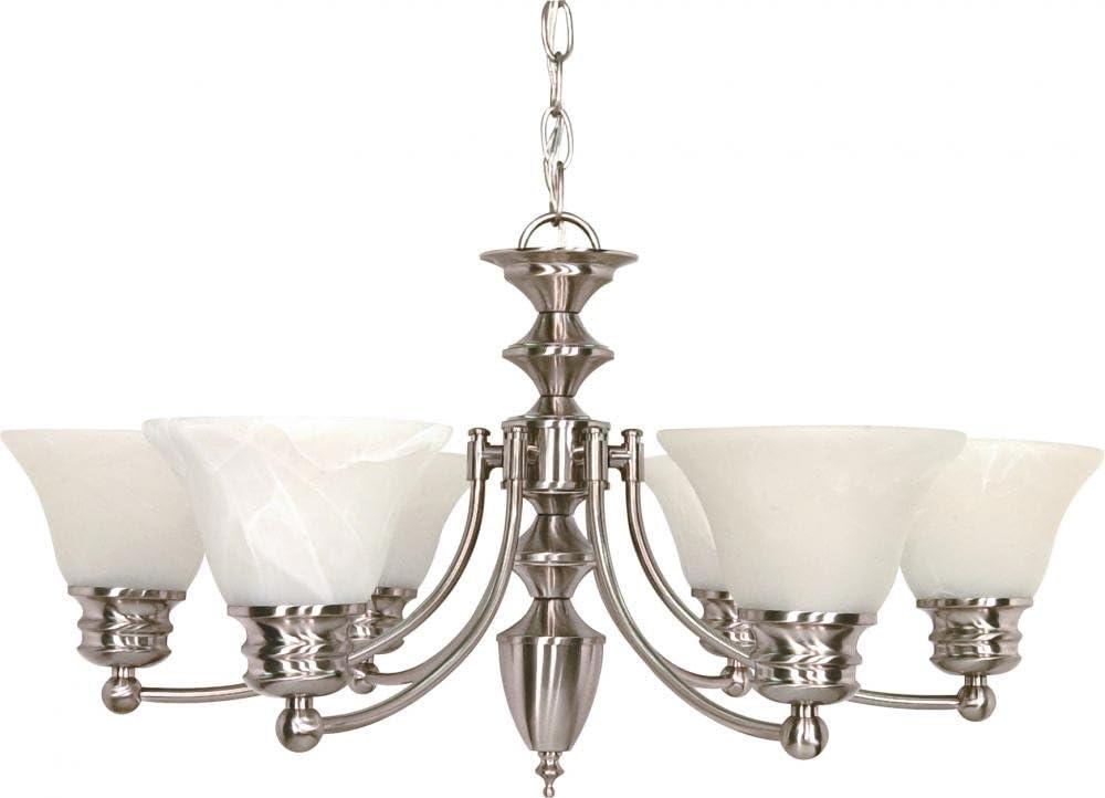 Empire Brushed Nickel 6-Light Chandelier with Alabaster Glass Shades