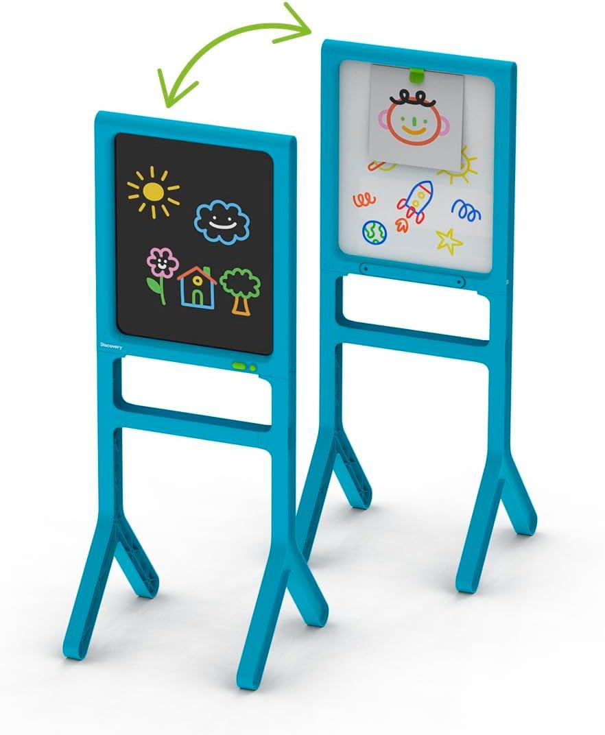 34" Blue Dual-Sided Freestanding Art Easel with Light Board