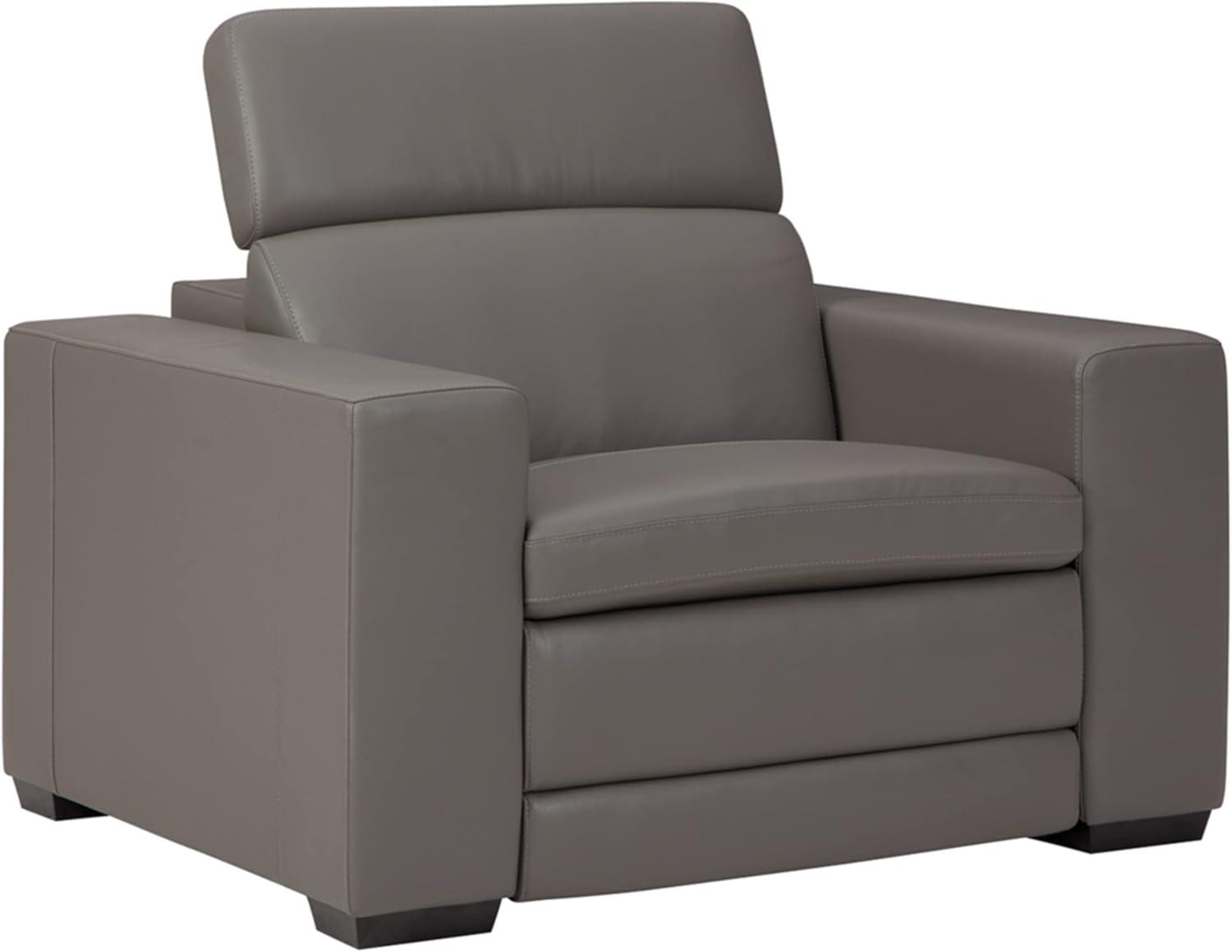 Ashley Furniture Texline Leather Power Recliner with Headrest in Gray