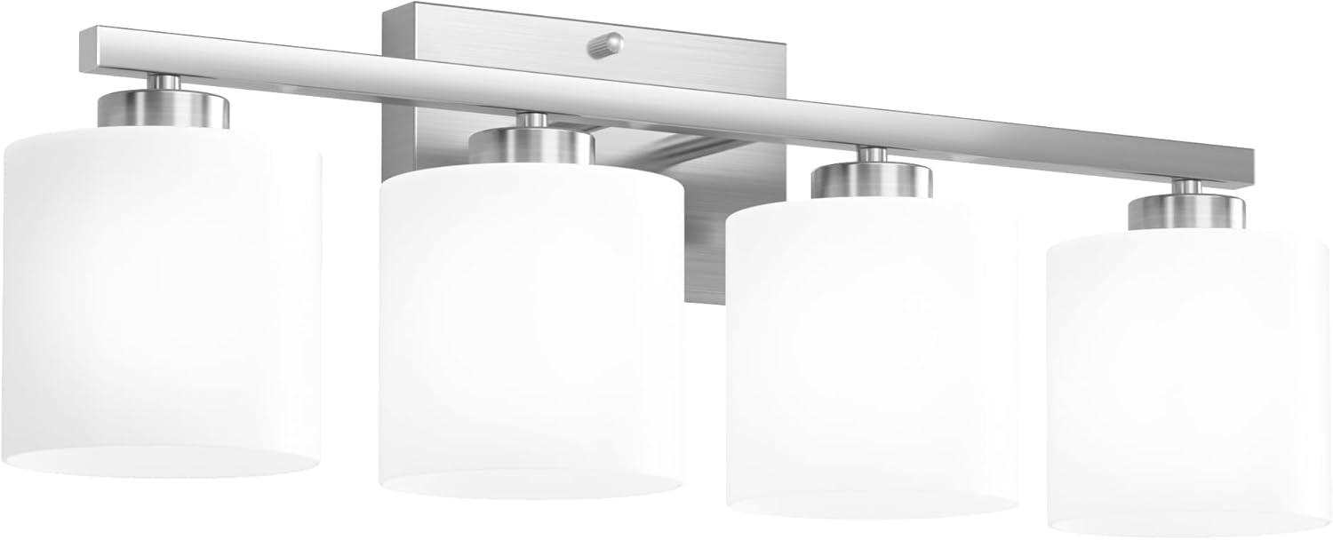 Brushed Nickel Bathroom Light Fixtures, 3-Light Modern Vanity Light Over Mirror