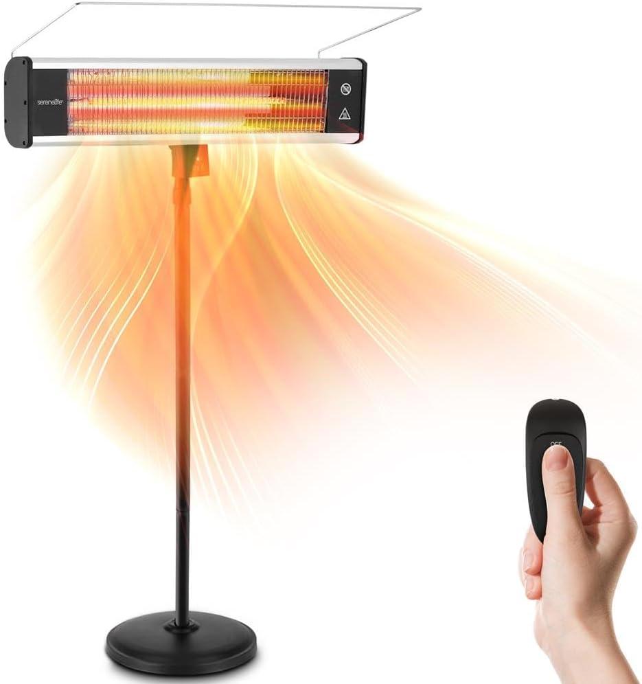 SereneLife Infrared Patio Heater, Electric Patio Heater for Indoor/Outdoor Use, (Black)