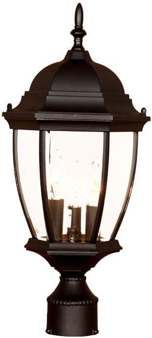 Wexford Matte Black 3-Light Outdoor Post Lantern with Beveled Glass