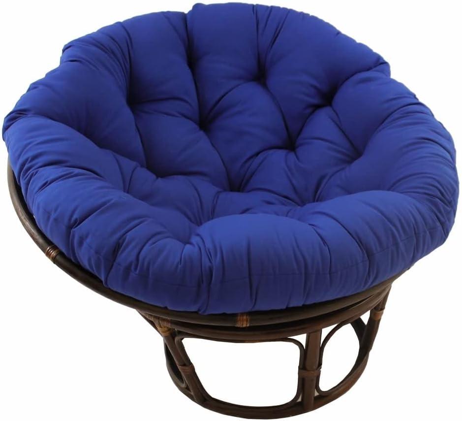 International Caravan 42" Rattan Papasan Chair with Solid Twill Cushion Gray: Stained Finish, Armless Design, 250lb Capacity
