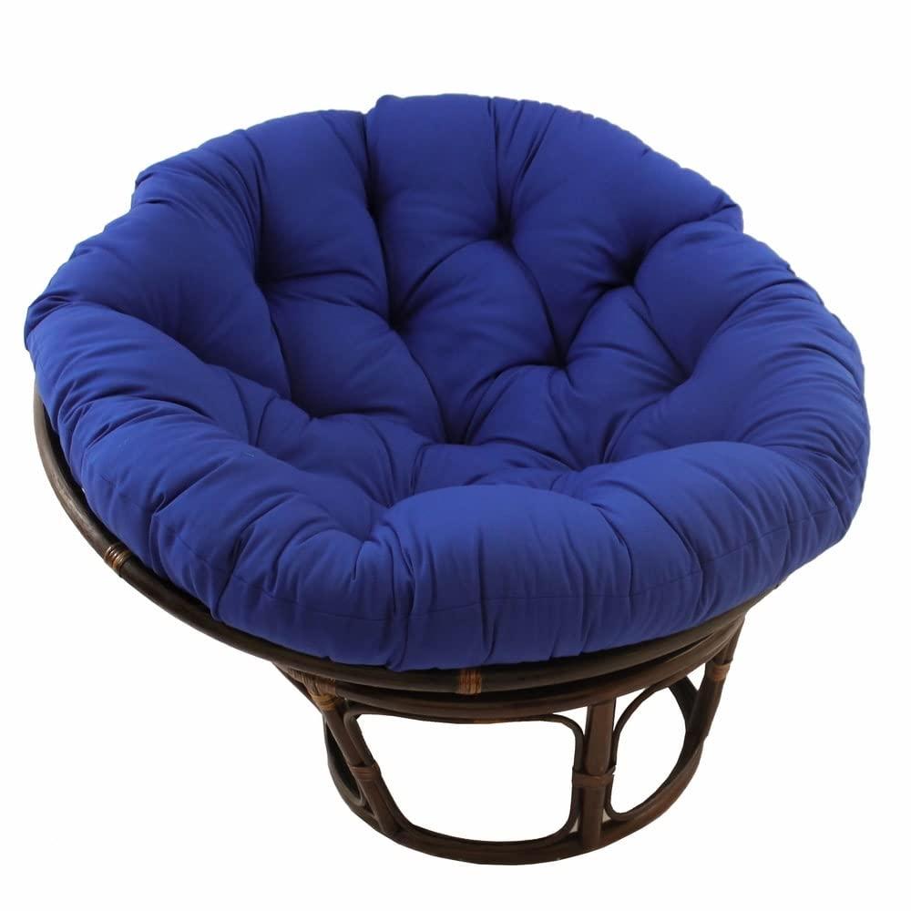 42" Rattan Papasan Chair with Solid Twill Cushion Sage - International Caravan: Handmade, Walnut Finish, Comfy