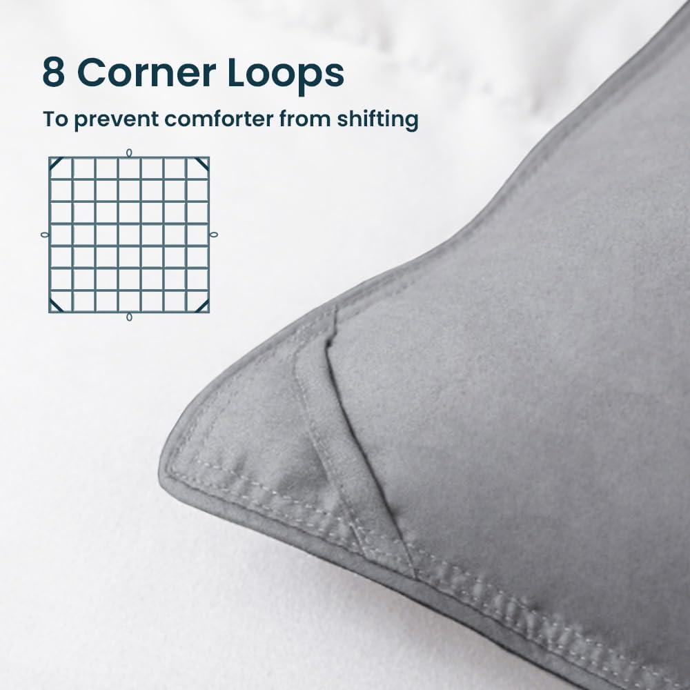 WarmKiss Queen Size Goose Feather Down Comforter – Ultra-Soft 100% Cotton Cover, Moisture-Wicking, Natural Kapok Fill, 46oz Medium Warmth, All-Season Fluffy Duvet Insert (90x90, Grey)