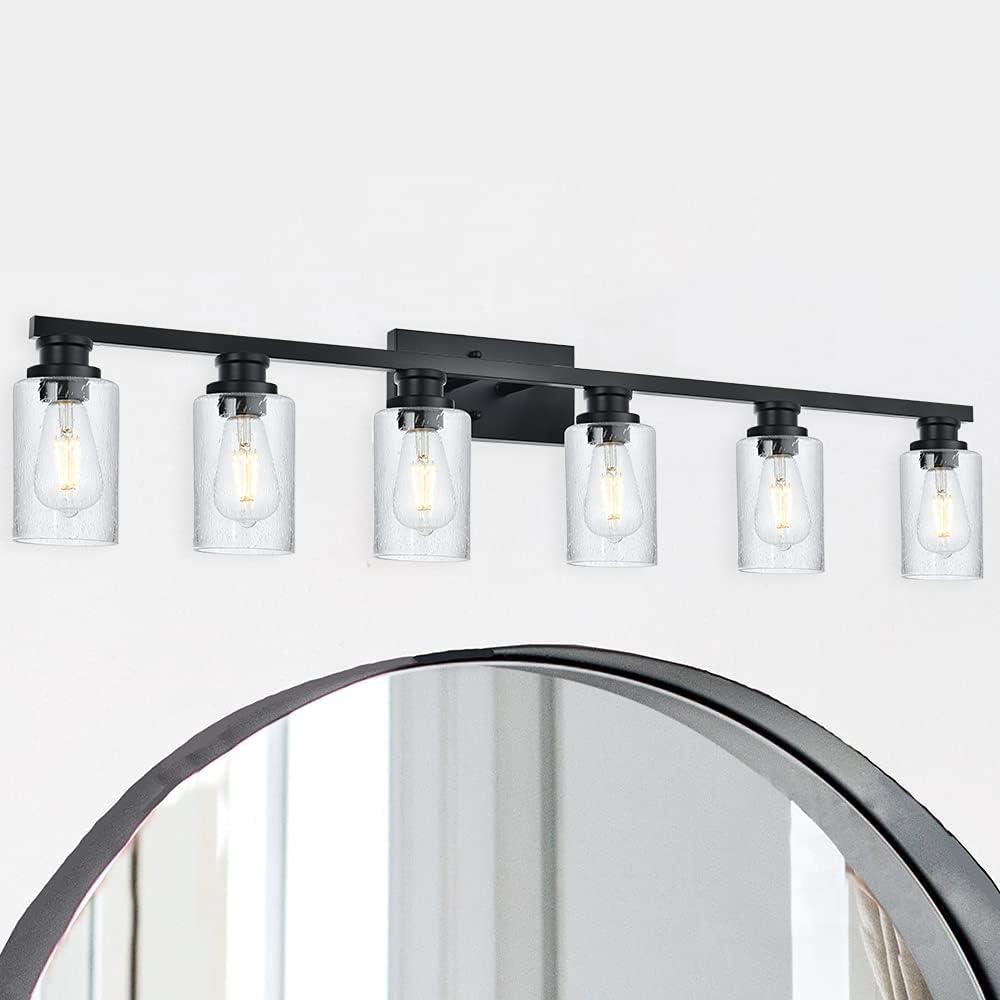 VINLUZ  Modern 6-lights Vanity Lighting Fixture for Bathroom black