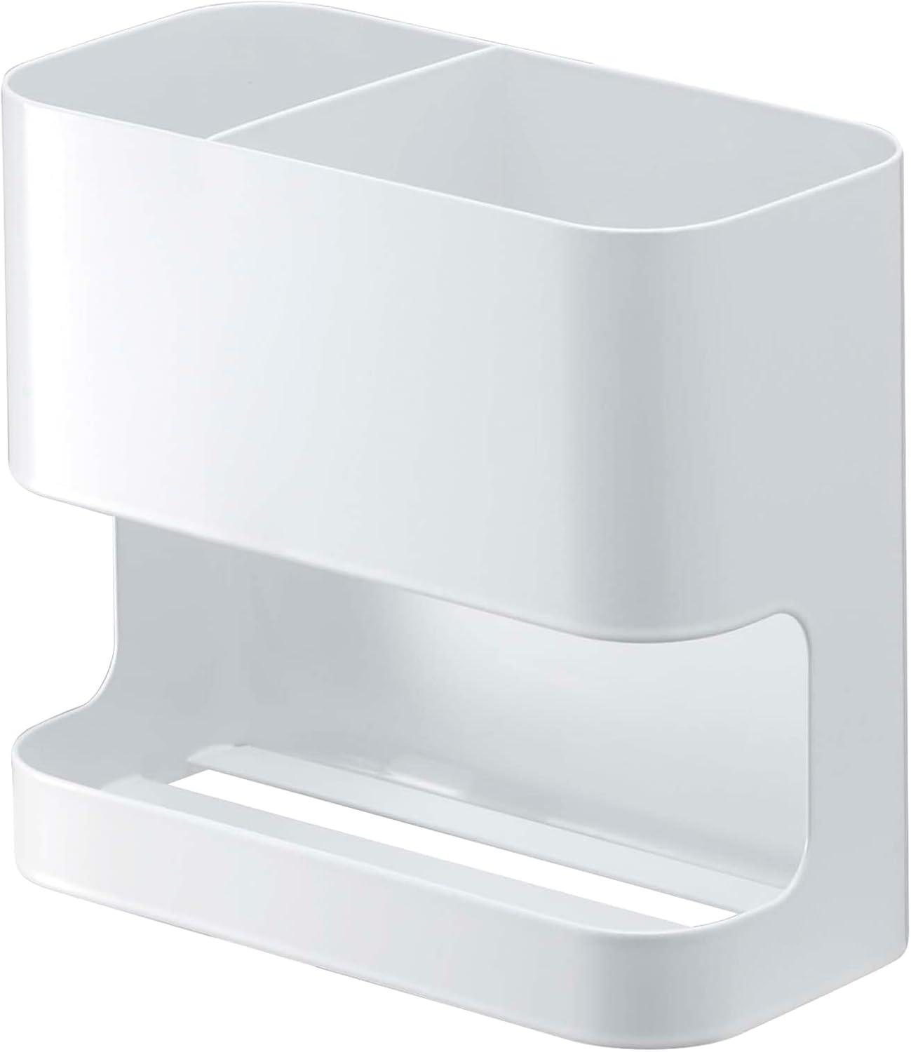 White Steel Beauty Appliance Holder with Compartments