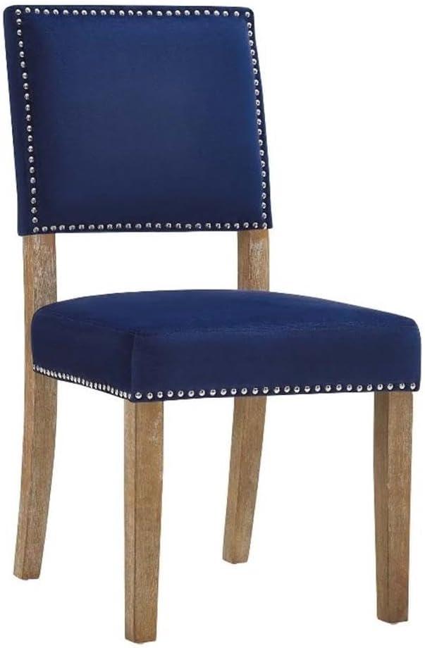 Modway Oblige 19" Wood and Velvet Polyester Fabric Dining Chair in Navy