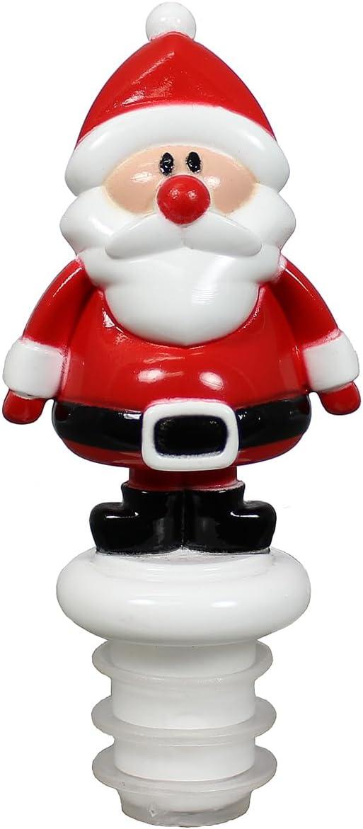 Prodyne Set of 3 Christmas Holiday Acrylic Bottle Stoppers with Stand, Santa Claus, Christmas Tree, Snowman