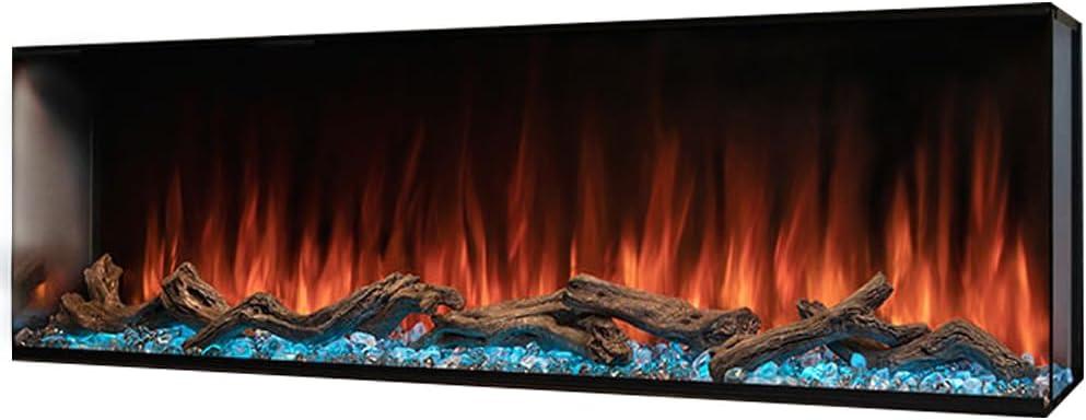 Modern Black 80-Inch Multi-Sided Electric Fireplace