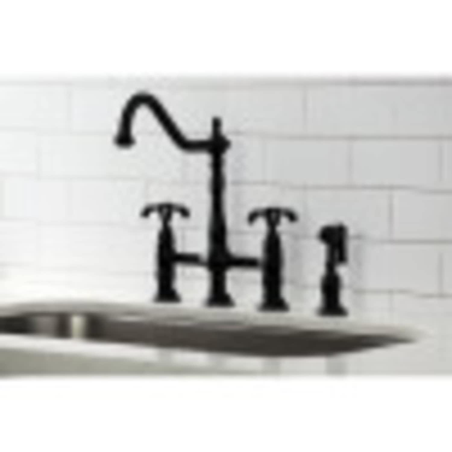 Kingston Brass French Country Two-Handle Deck Mount Bridge Kitchen Faucet