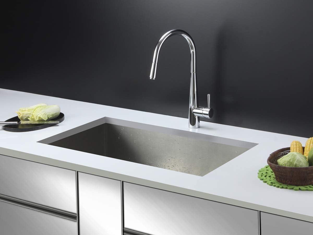 Sleek 34" Satin Finish Drop-in Single Bowl Stainless Steel Kitchen Sink