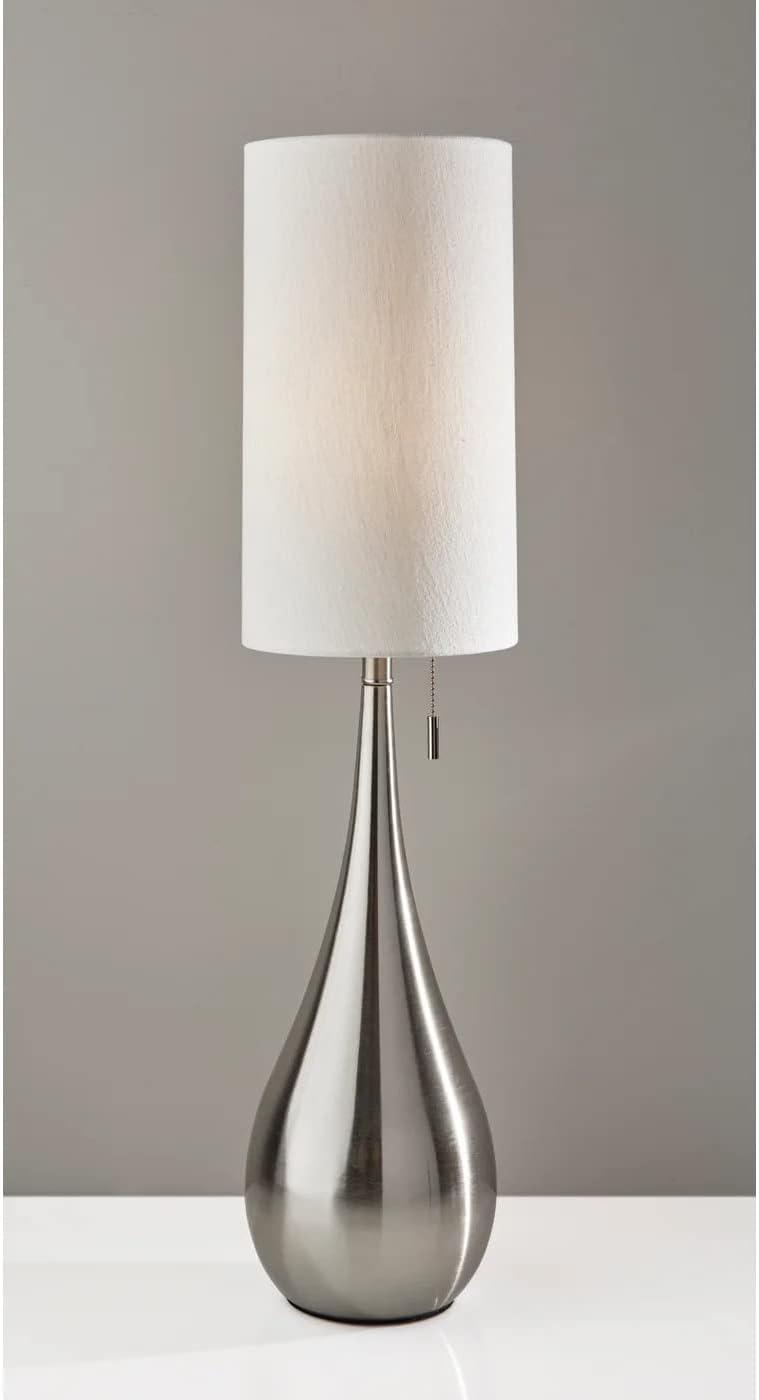 Tall White Teardrop Desk Lamp with Metal Base