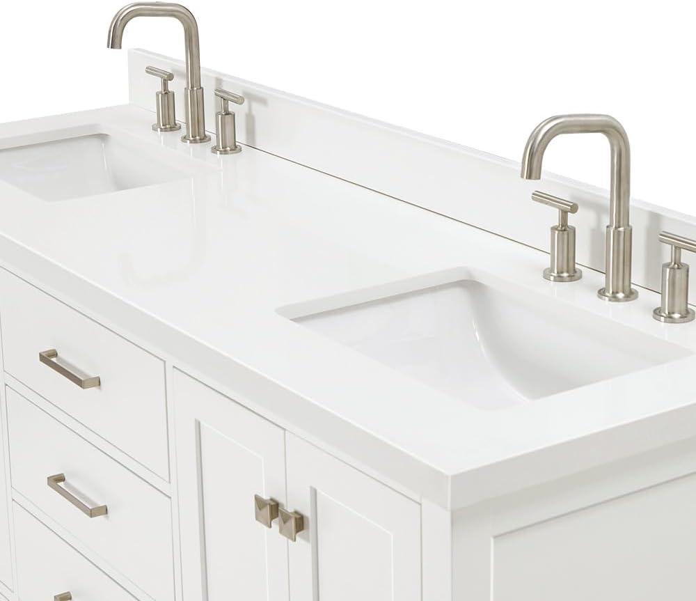 Ariel A067dwqrvo Cambridge 67" Free Standing Double Rectangular Basin Vanity Set - White