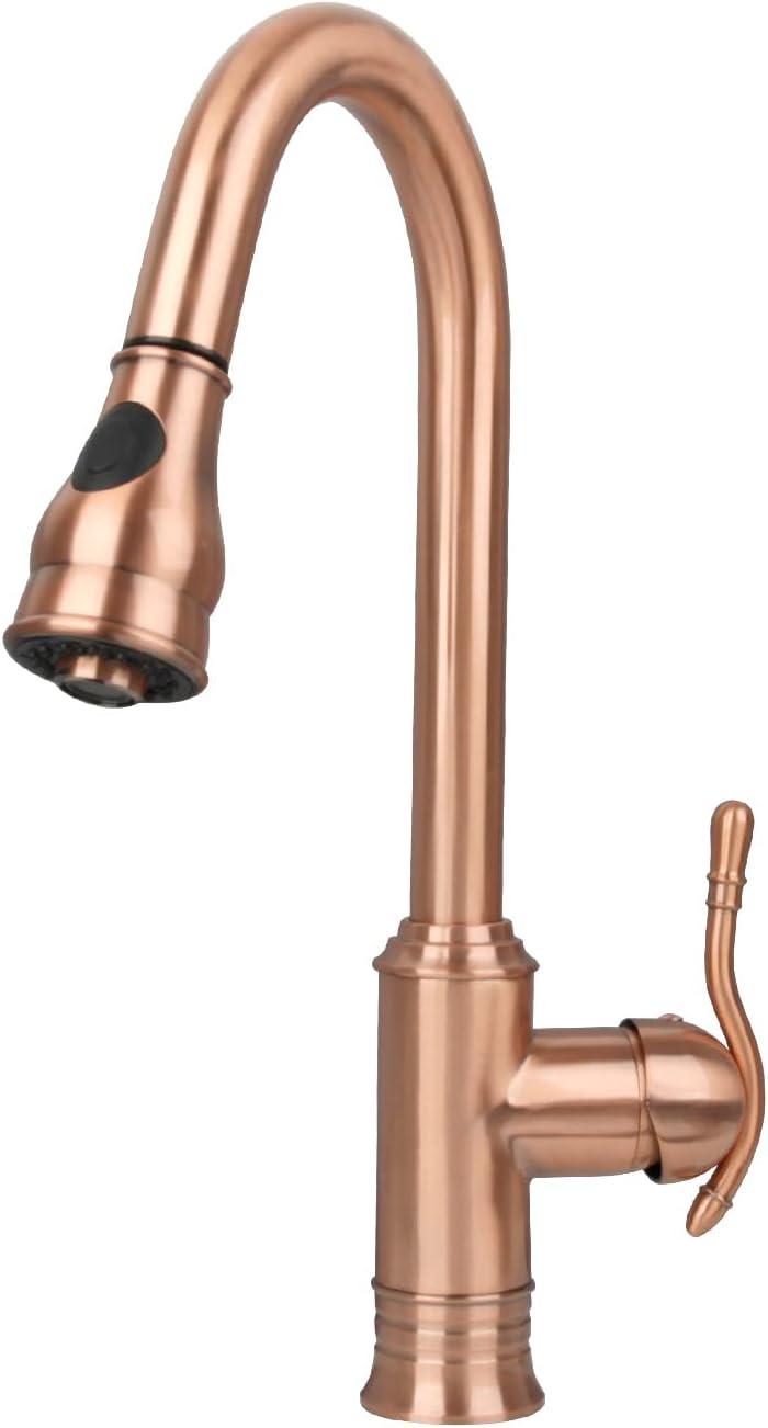 Copper Pull-Down Sprayer Kitchen Faucet with Lever Handle