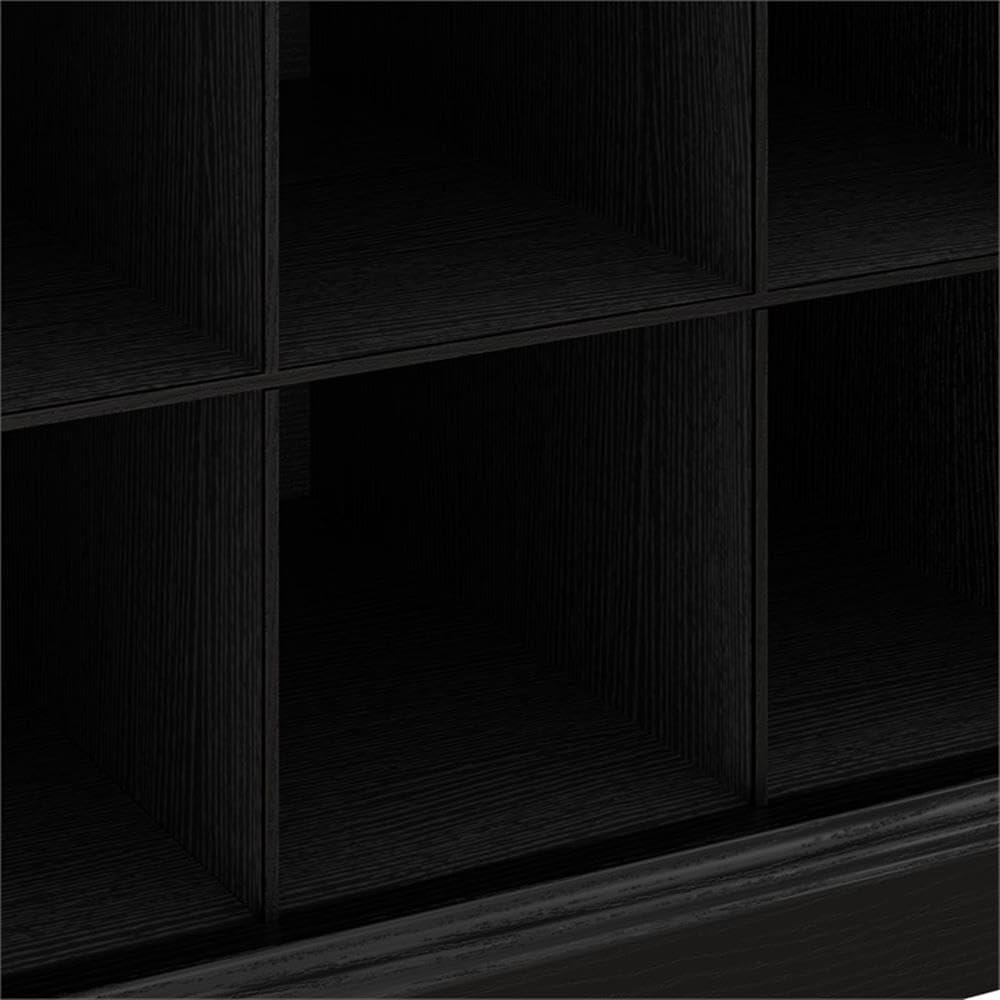 Bowery Hill 40" Engineered Wood Hall Tree and Shoe Bench w/ Shelves in Black Oak