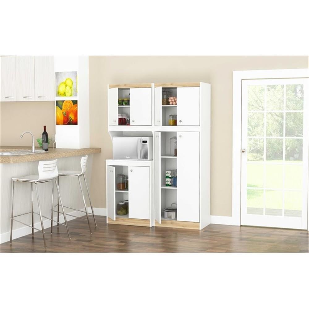 Inval Galley 2-Piece Microwave Kitchen Storage Cabinet 47"W, White and Oak