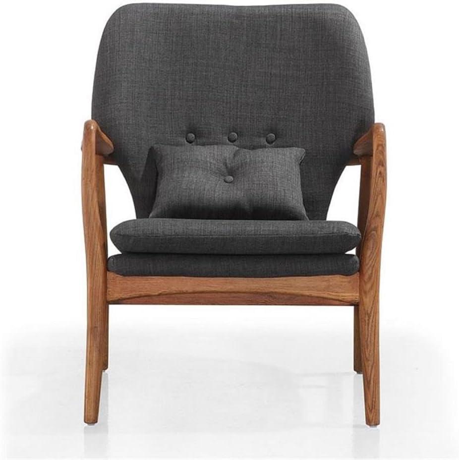 Manhattan Comfort Bradley Fabric Accent Chair in Charcoal/Walnut