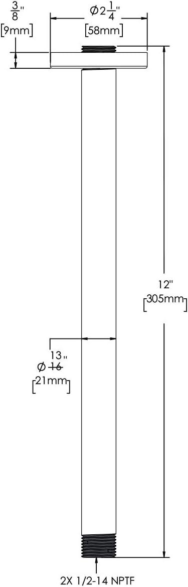 12-Inch Matte Black Ceiling Mounted Shower Arm