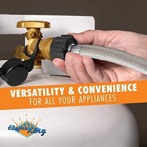 Flame King Flame King 5ft Steel Braided Hose, 1lb to 20lb Adapter for Portable Appliances