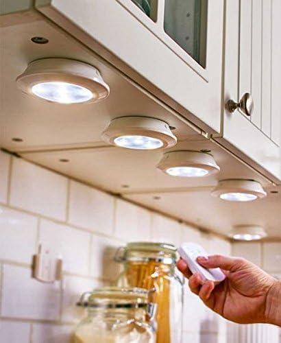 The Lakeside Collection Set of 6 Under Cabinet Puck Lights - Wireless Lighting with Remote