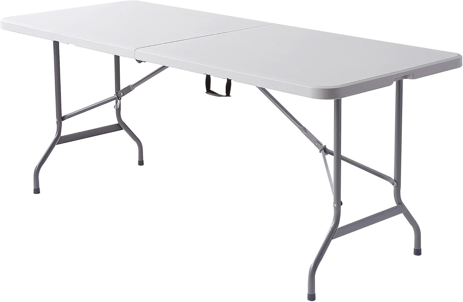 Platinum and Charcoal 6' Folding Table with Steel Legs