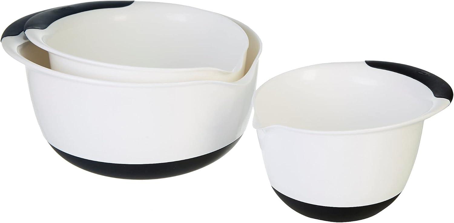 White and Black Plastic 3-Piece Mixing Bowl Set