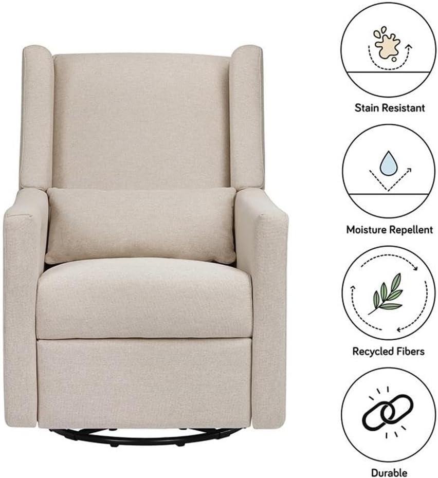 Babyletto Kiwi Almond Teddy Loop Nursery Power Glider Recliner Chair with Light Wood Base