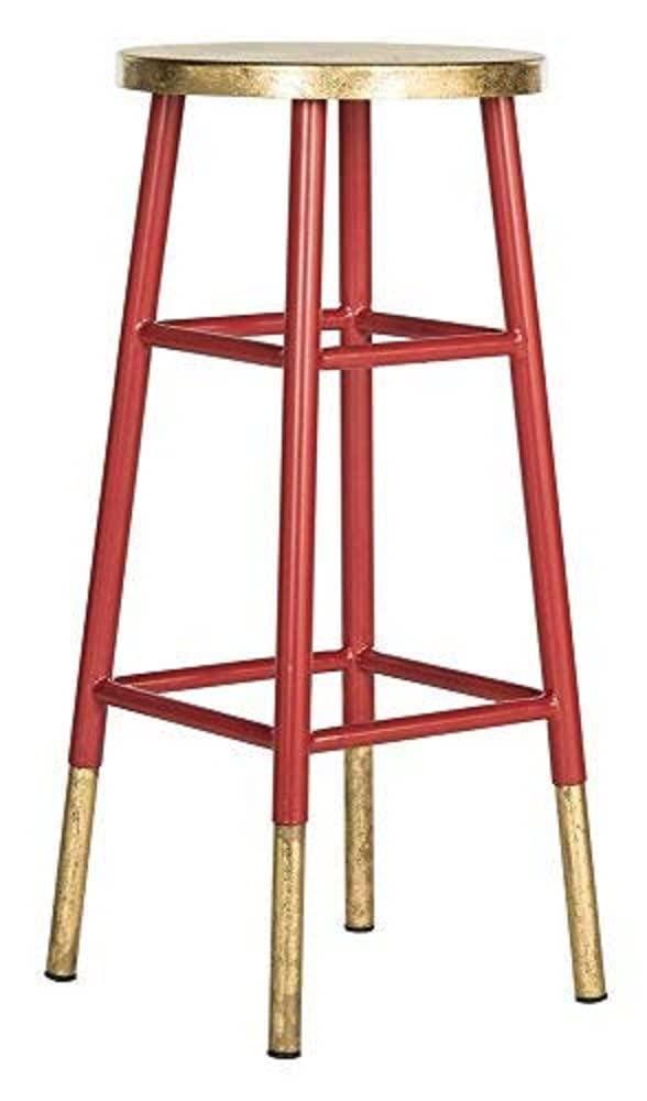 Emery Dipped Gold Leaf Bar Stool - FOX3230 - Red/Gold - Safavieh Couture