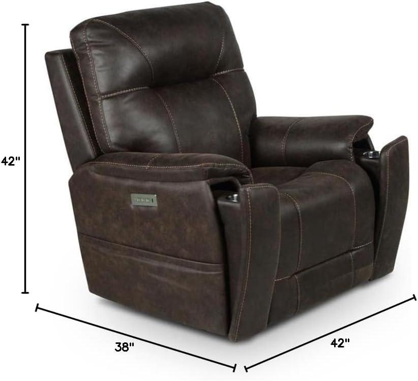 Lexington Power Media Recliner Saddle Brown - Steve Silver Co.: Faux Leather, USB Port, Cup Holder