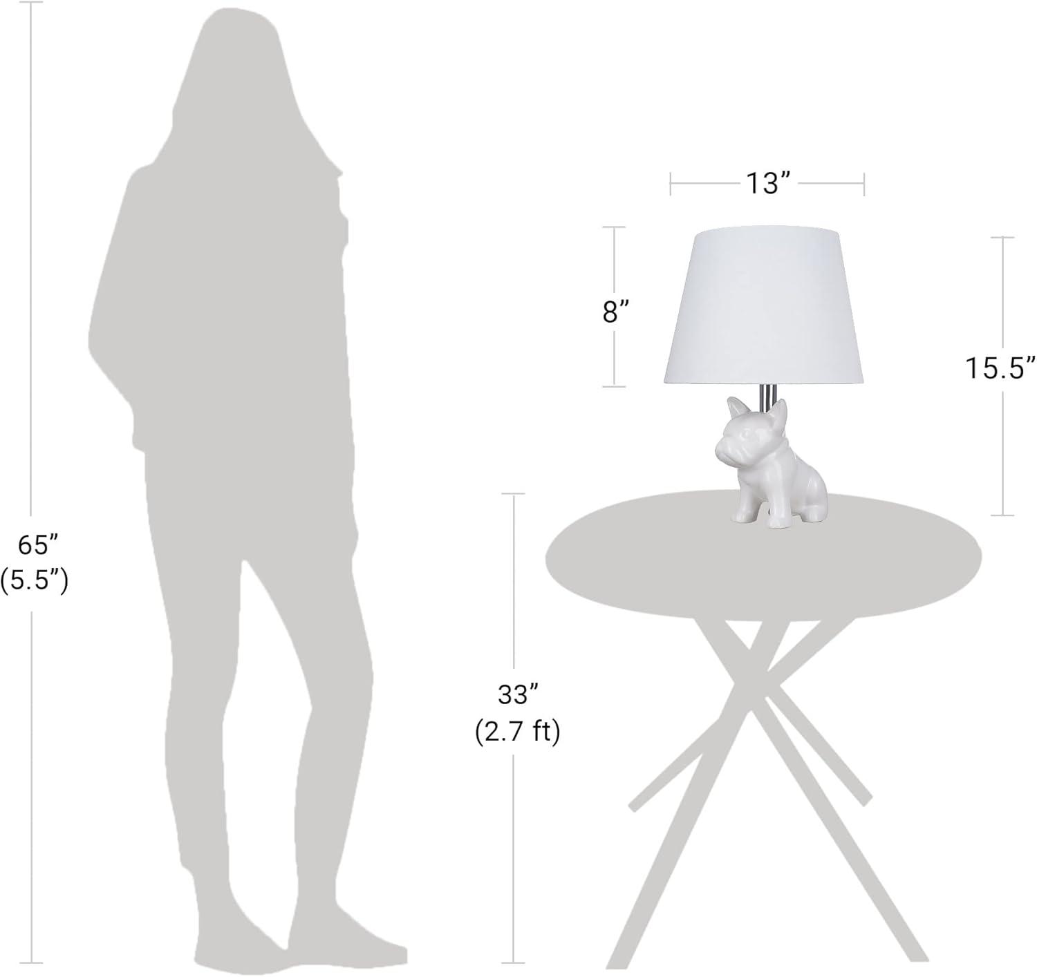 Bulldog Ceramic Table Lamp - White